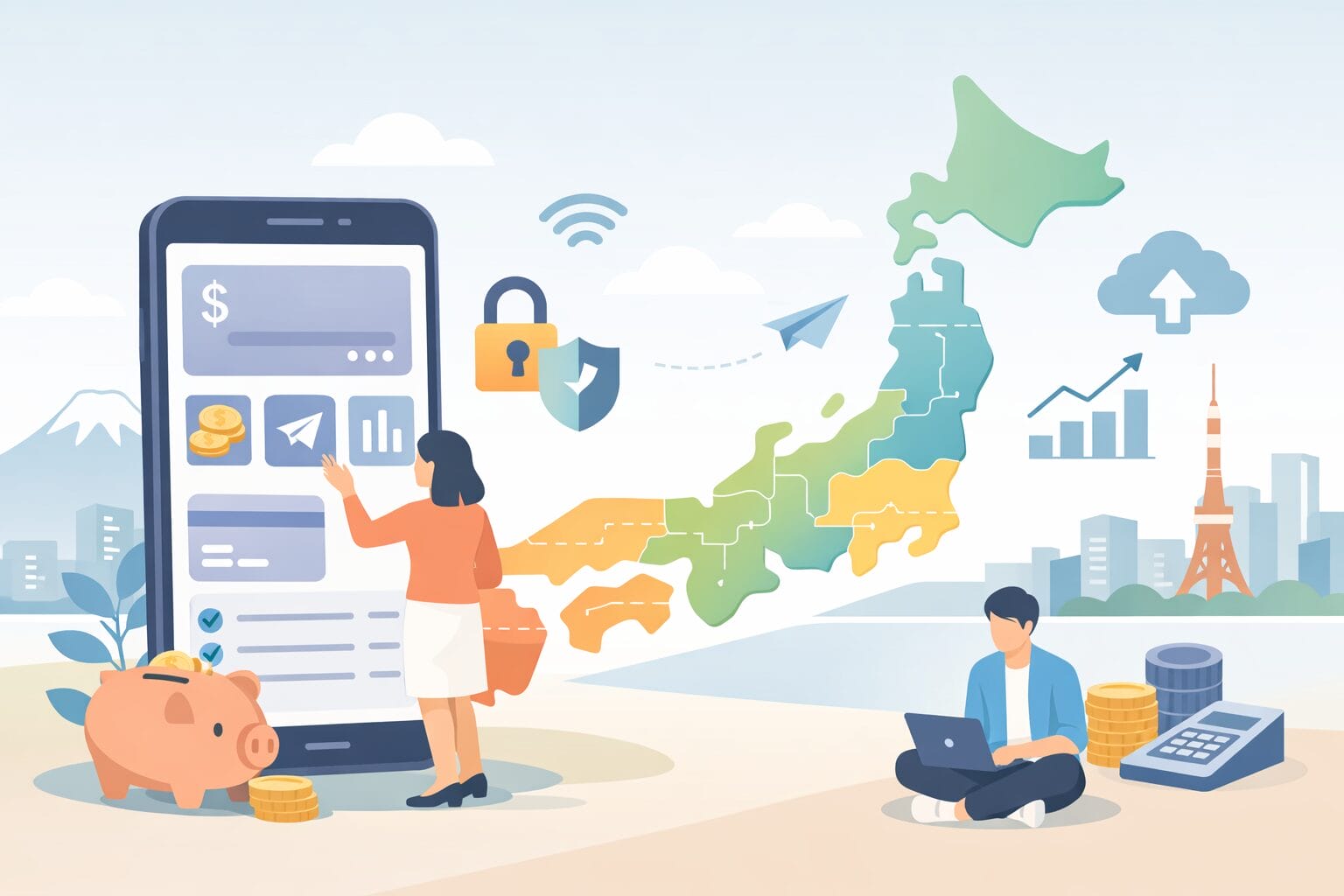 ネット専業銀行とスマホバンキングのイメージ