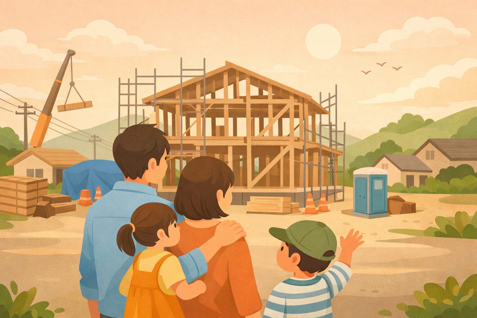 注文住宅を計画する家族のイメージ