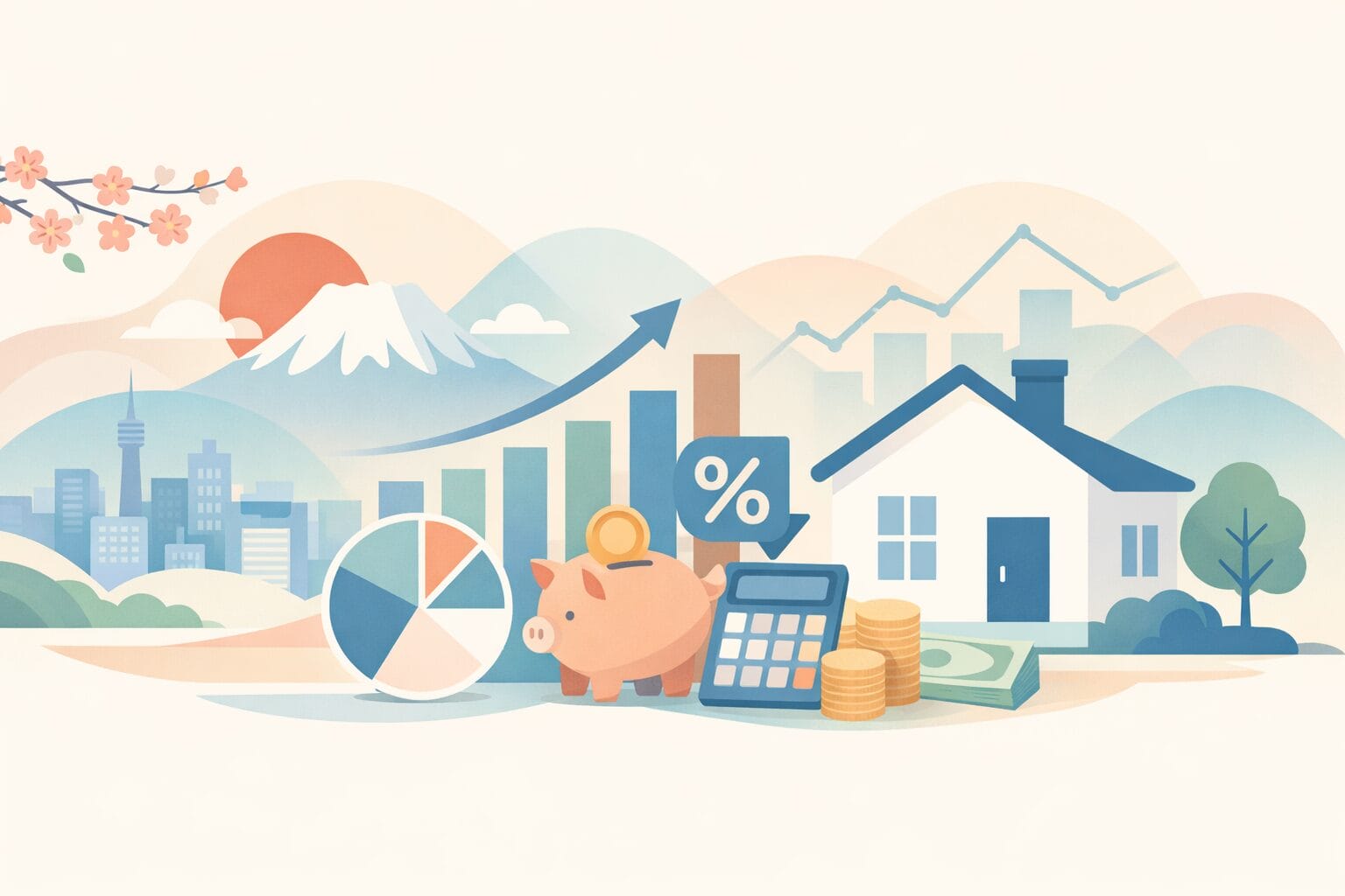 金利と経済動向、住宅ローンをイメージしたイラスト