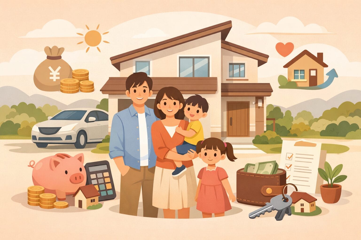 マイホームと住宅ローン控除を考える家族のイメージ