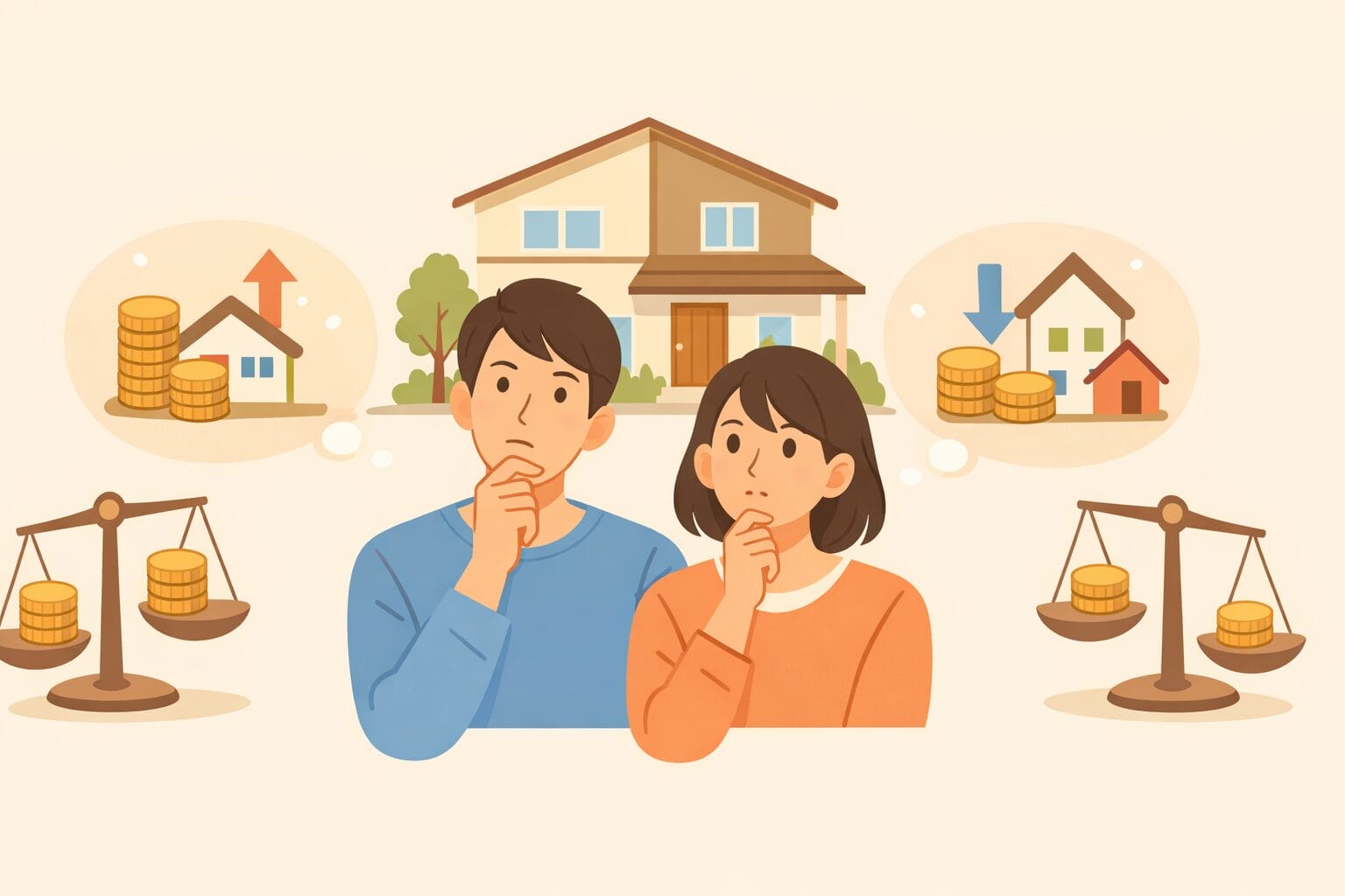 住宅ローンを比較検討する夫婦のイメージ