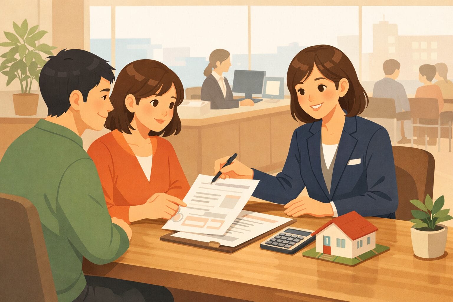 三井住友銀行の住宅ローン審査を検討する夫婦のイメージ