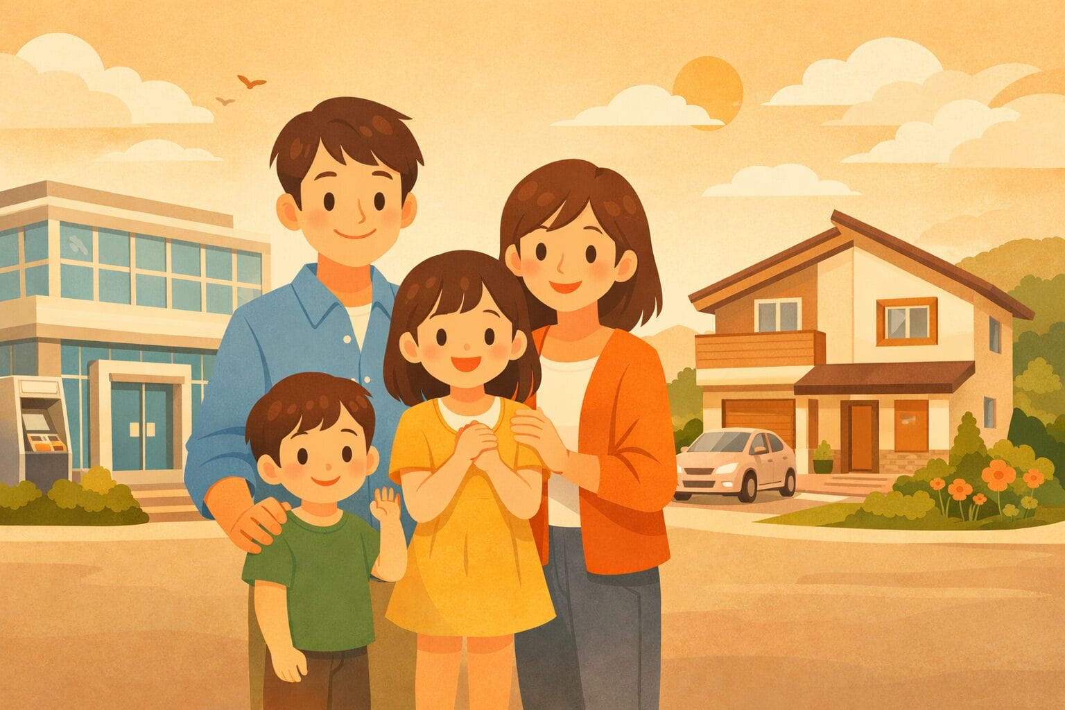 みずほ銀行の住宅ローンを検討する家族のイメージ