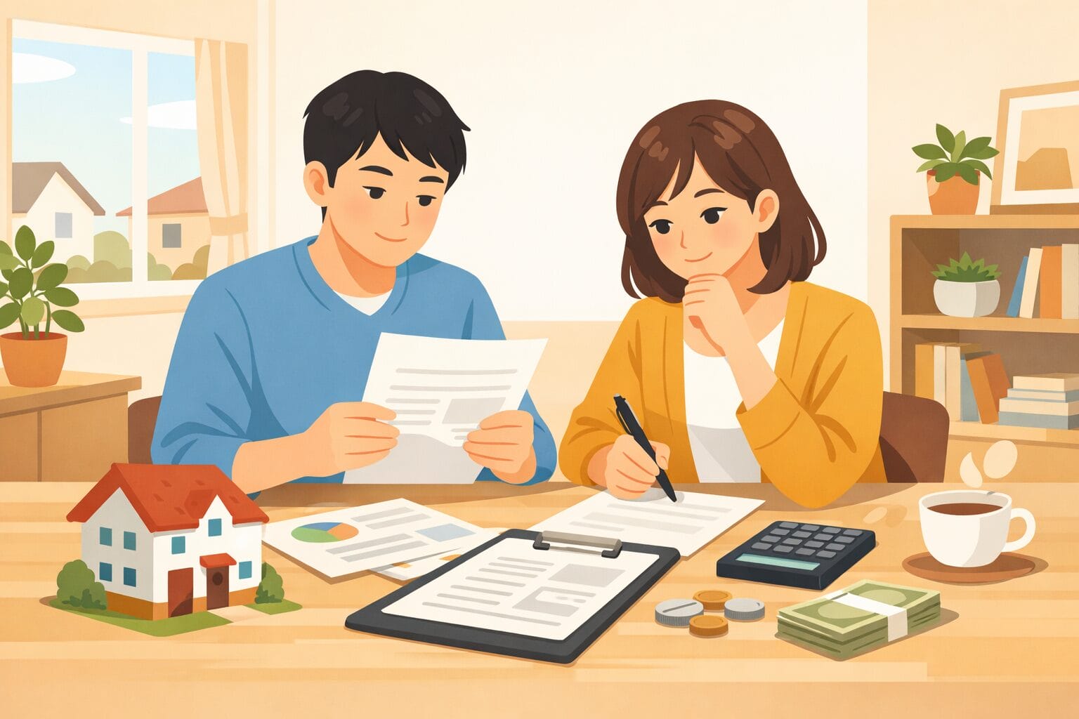 楽天銀行の住宅ローン審査を検討する夫婦のイメージ