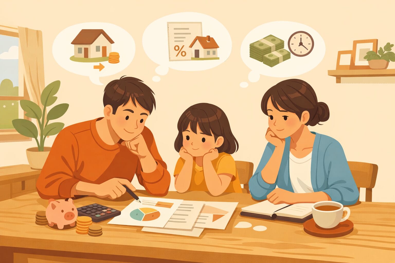 住宅ローンの借り換えを家族で検討するイメージ