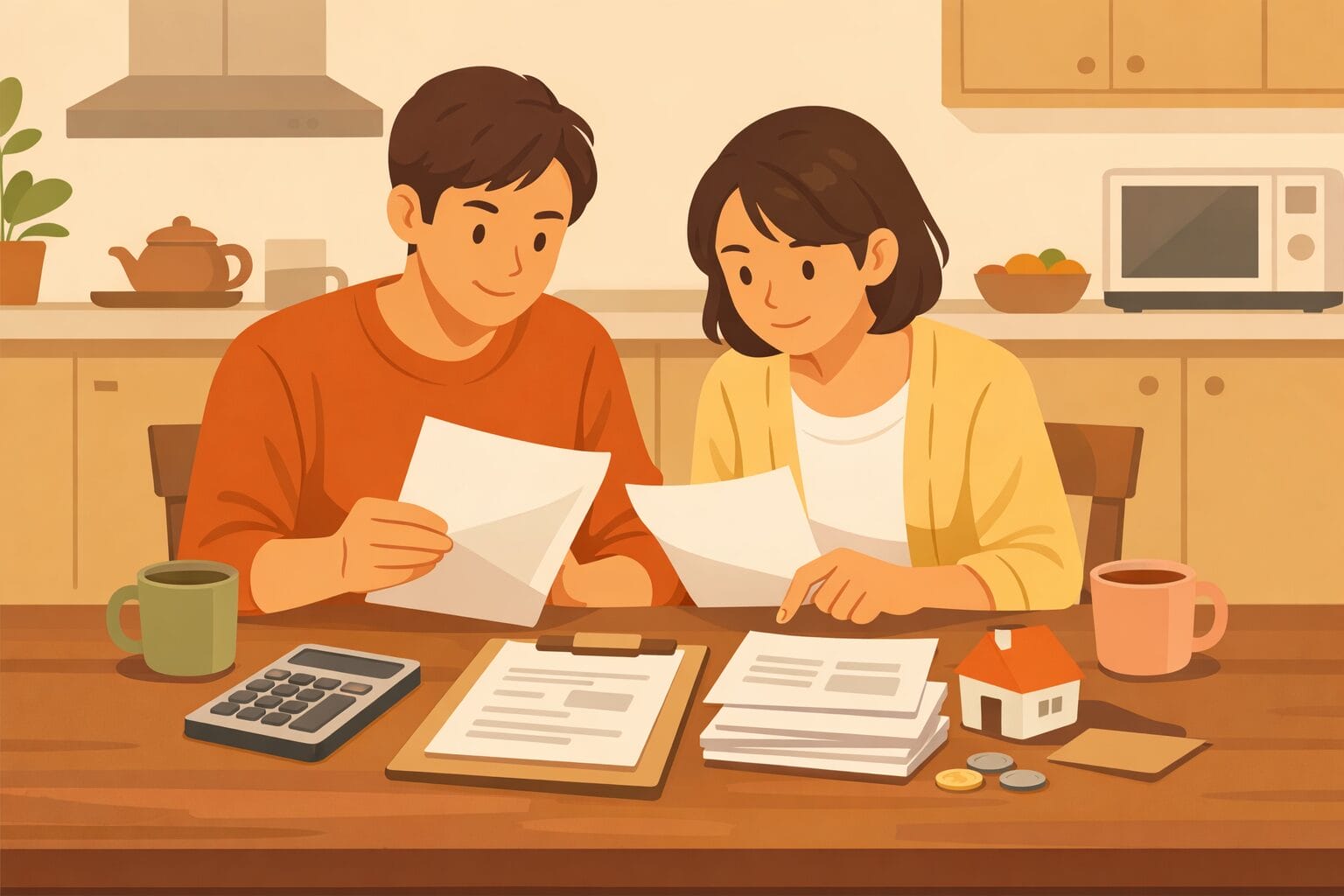 住宅ローンの諸費用を家計目線で確認する夫婦のイメージ