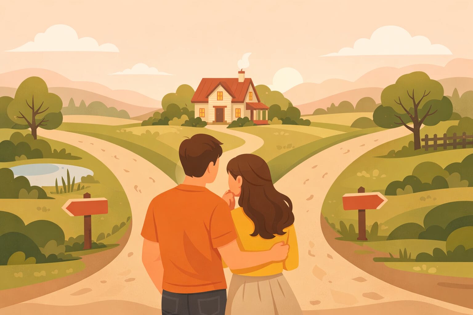 2つの住宅ローンを比較検討する夫婦のイメージ