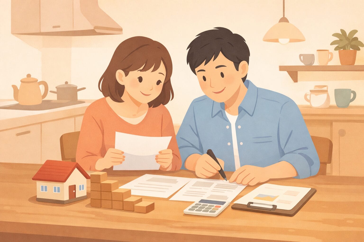 住宅ローンの金利タイプを見直す夫婦のイメージ