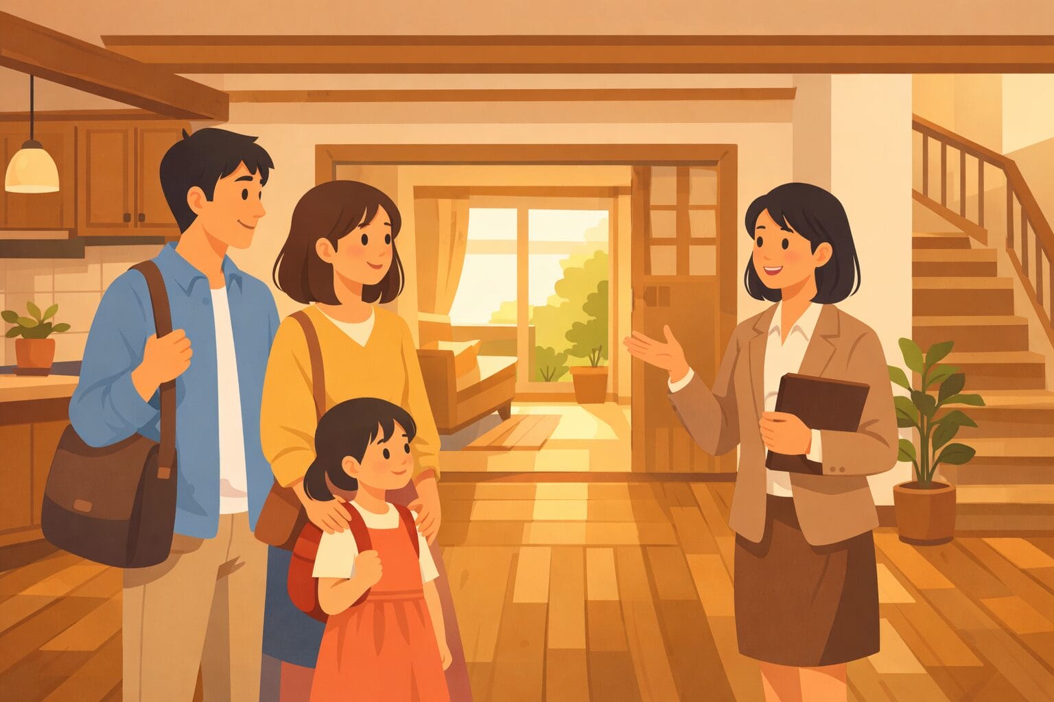 中古住宅を内見する家族のイメージ