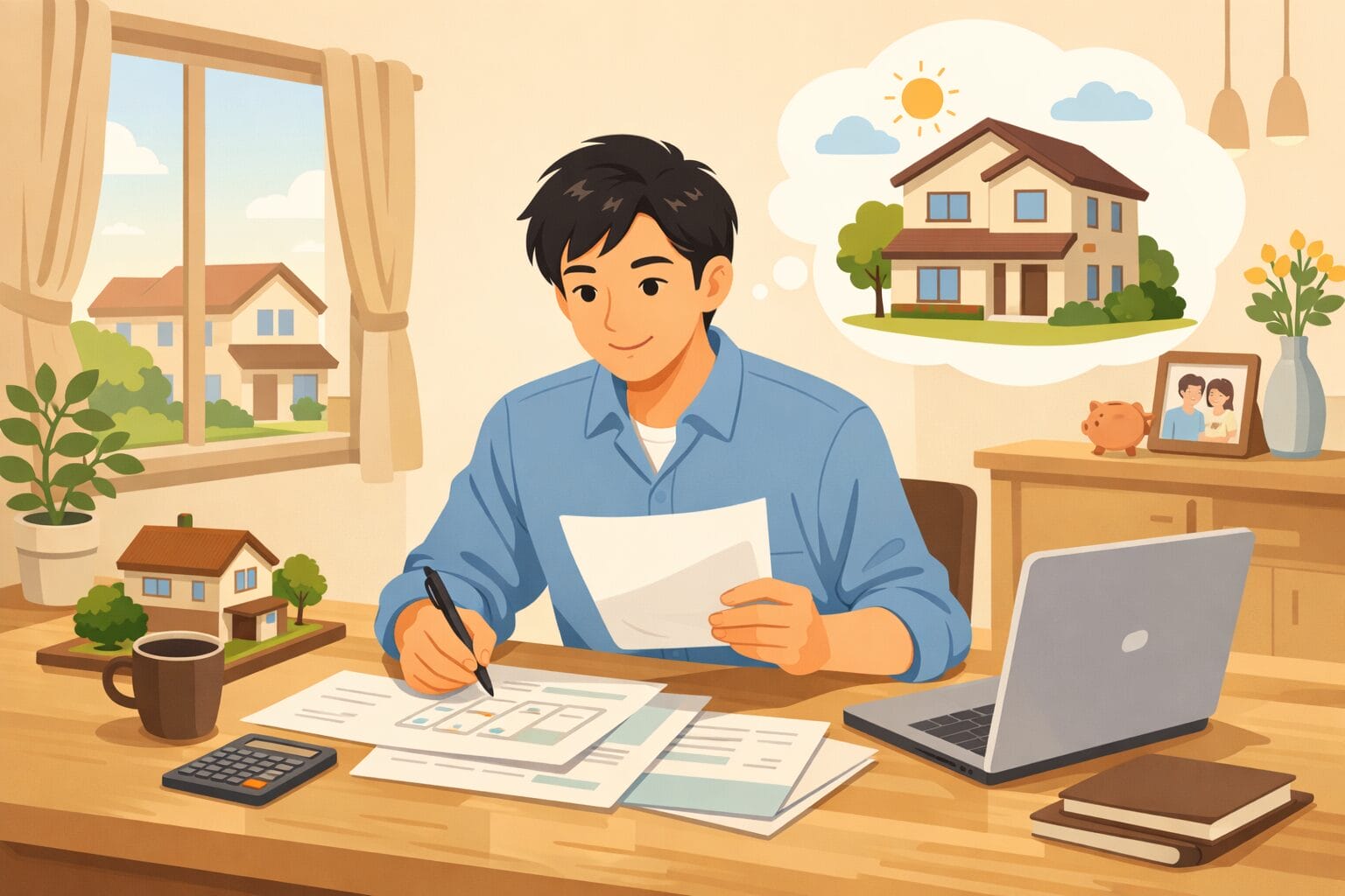 住宅ローン審査に向けて準備をする派遣社員のイメージ