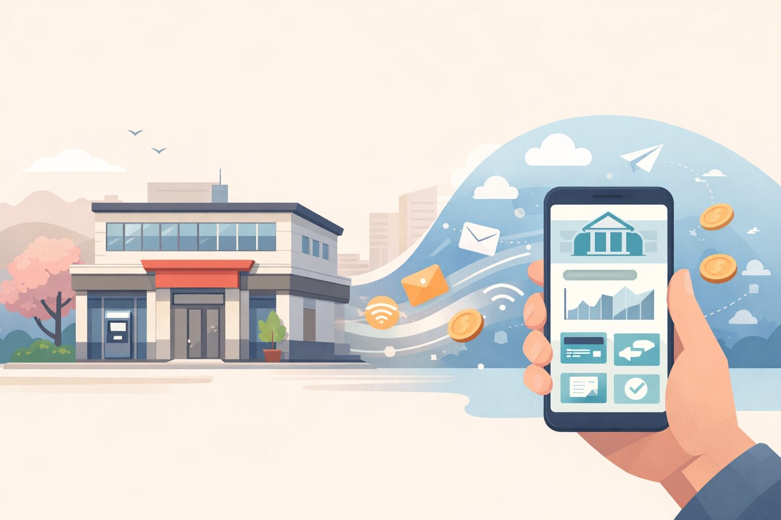 店舗からネットへと変化する銀行のイメージ
