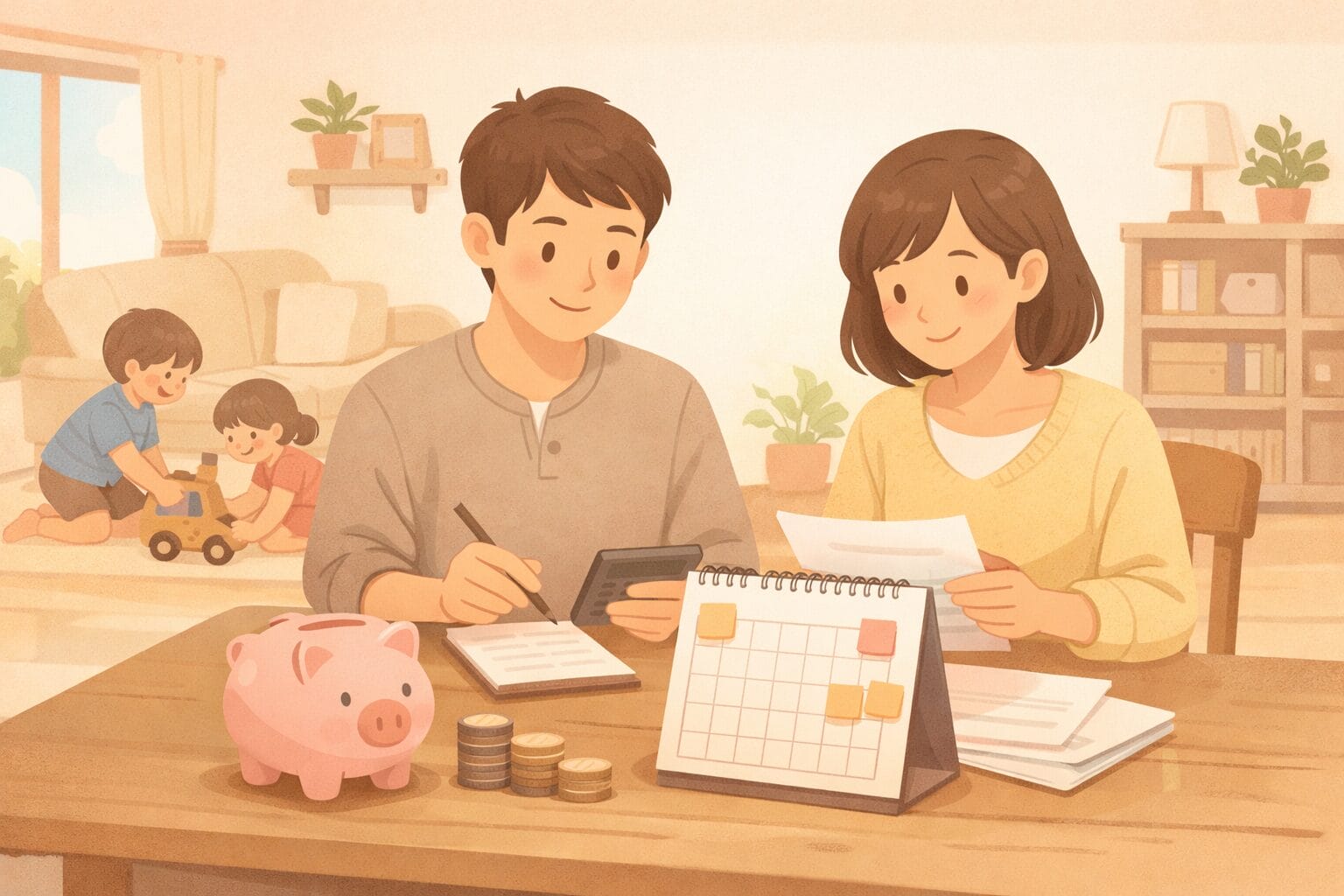 家族で住宅ローンのボーナス払いを検討するイメージ