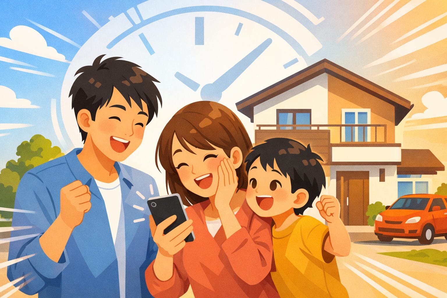 住宅ローンの審査結果を待つ家族のイメージ