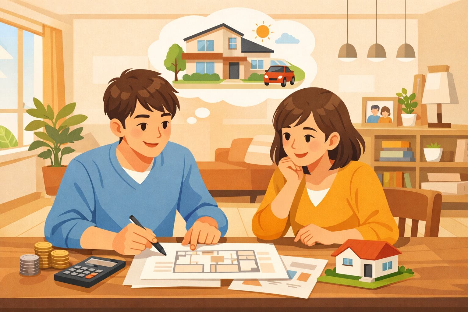 共働きで住宅ローンを検討する夫婦のイメージ