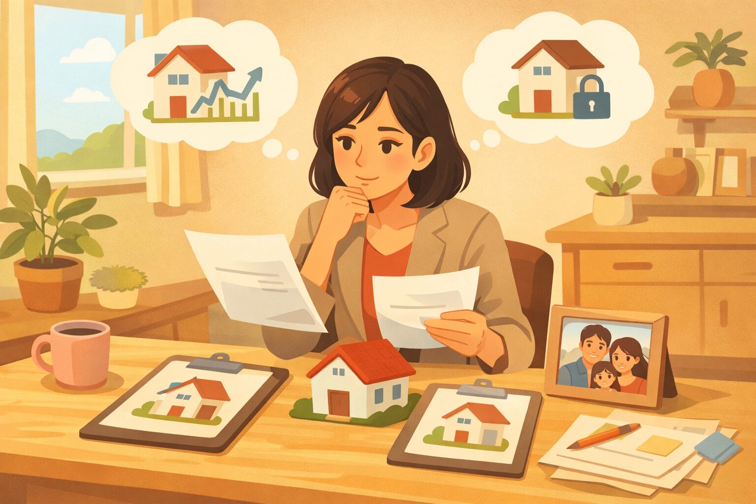 住宅ローンを比較検討する女性のイメージ