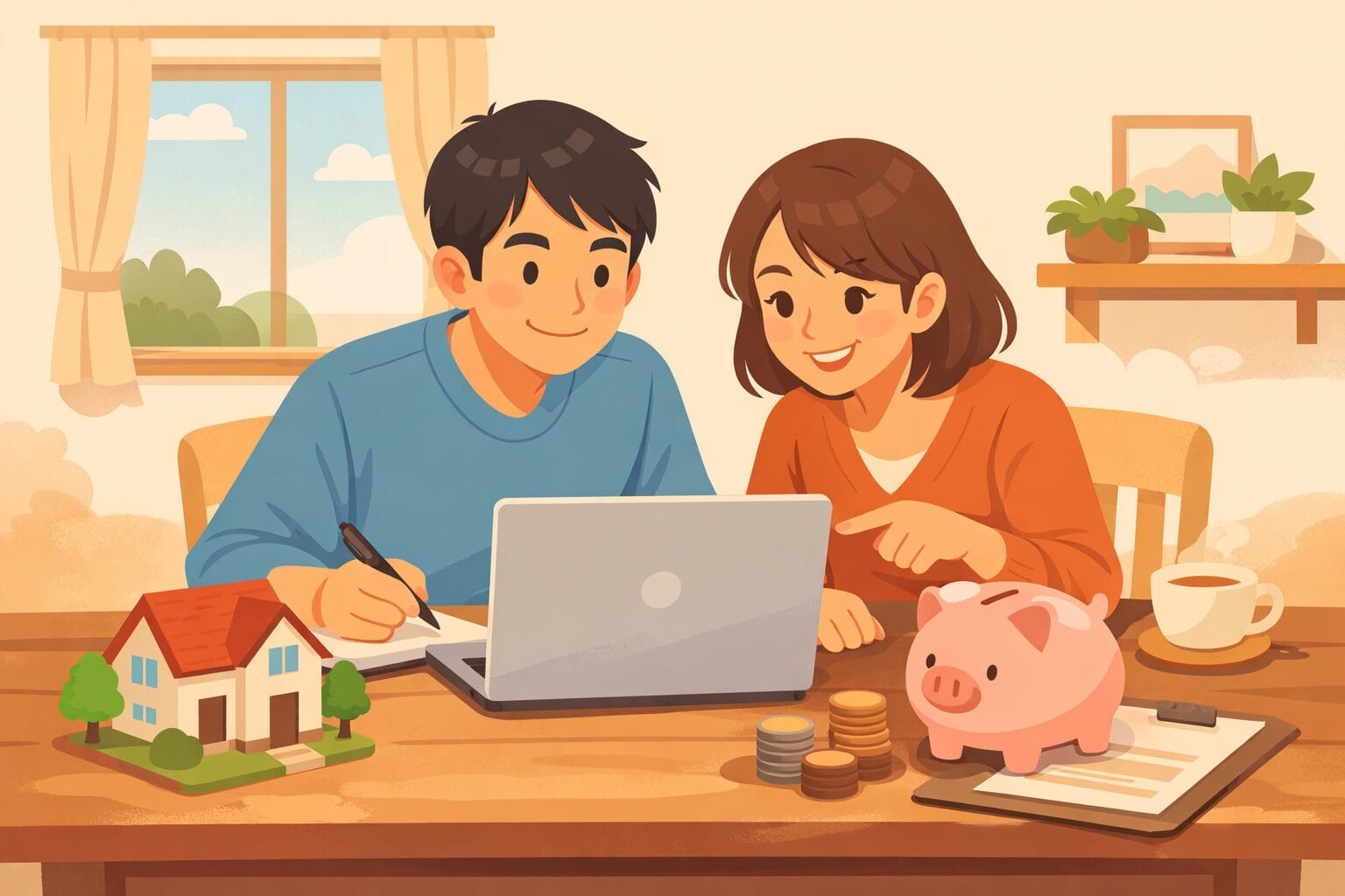 収入合算で住宅ローンを検討する共働き夫婦のイメージ