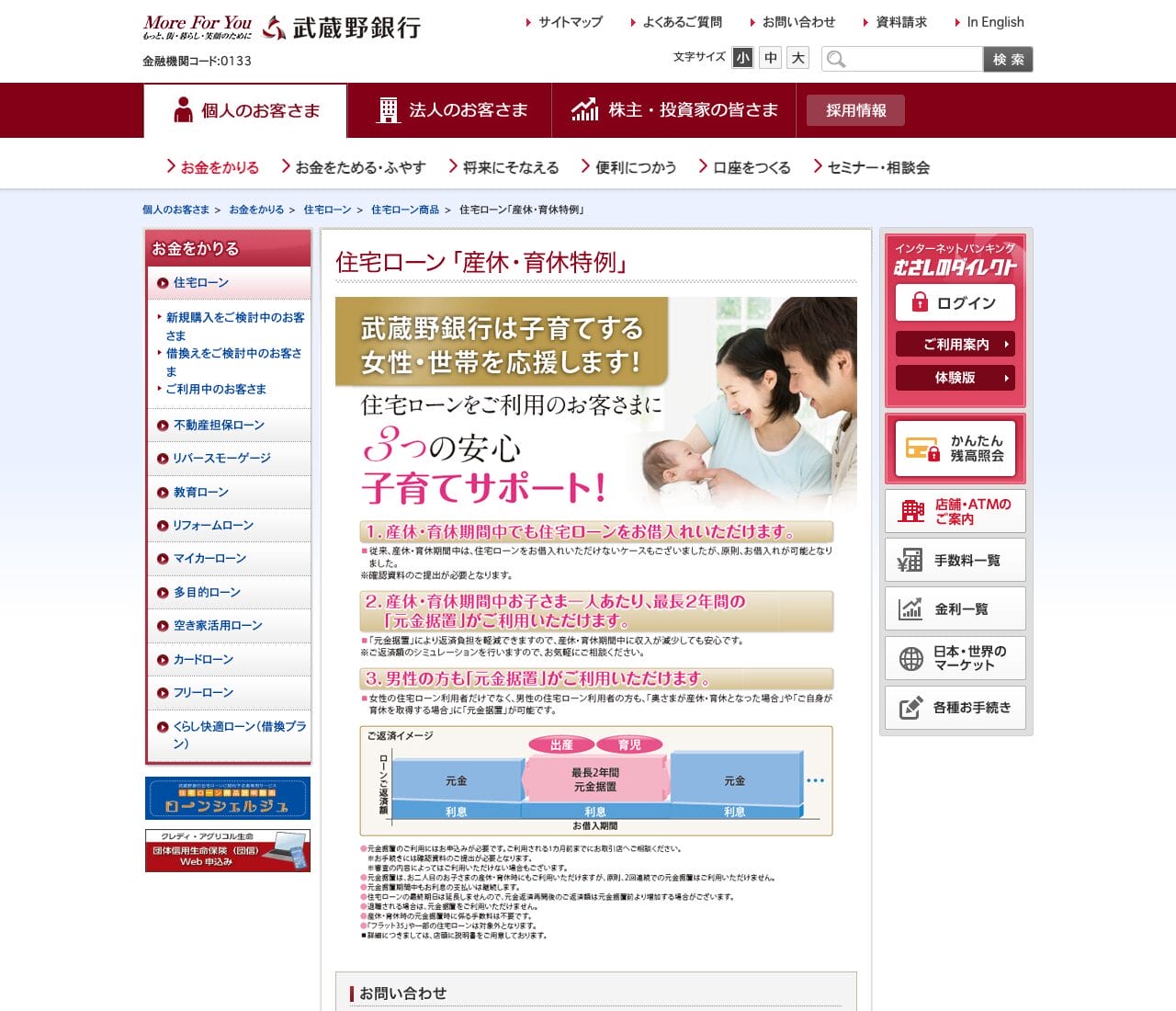 武蔵野銀行 住宅ローン「産休・育休特例」公式ページ