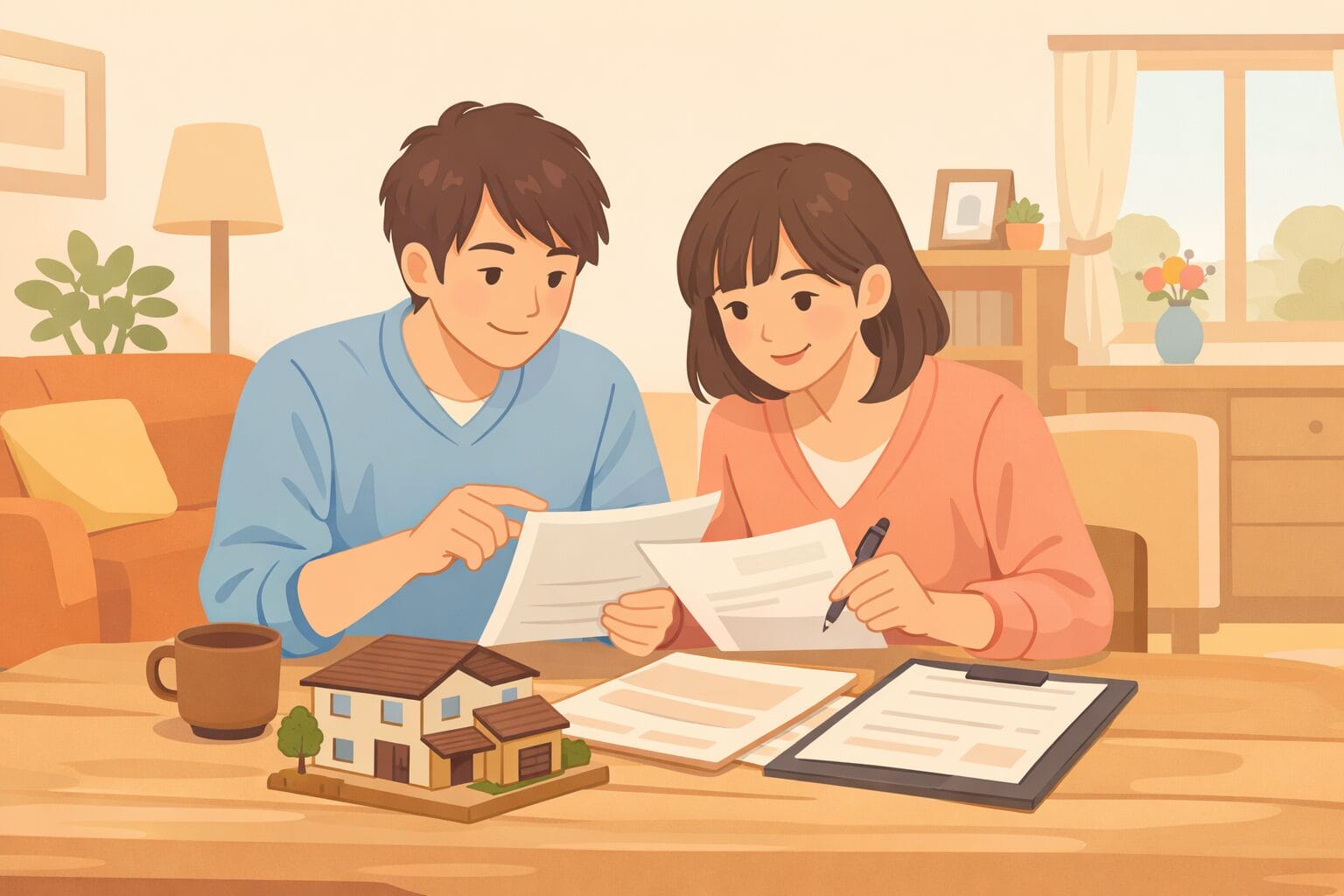 ペアローン・収入合算を検討する共働き夫婦のイメージ