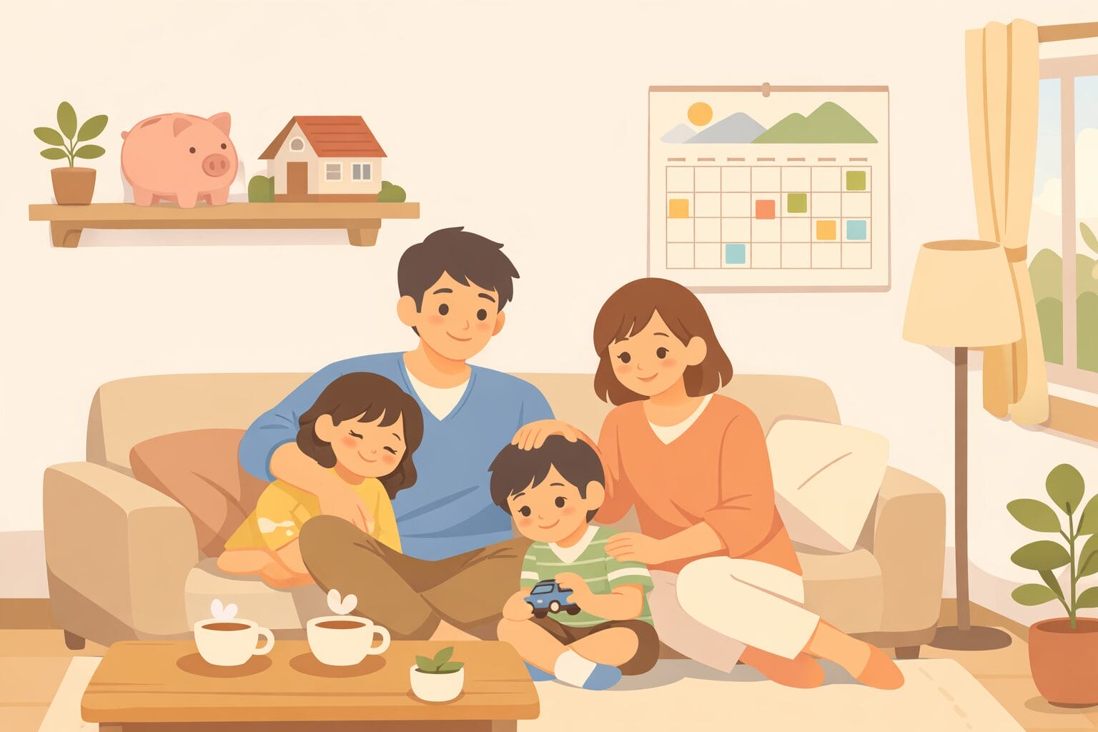 10年固定金利で返済計画を立てる子育て家族のイメージ