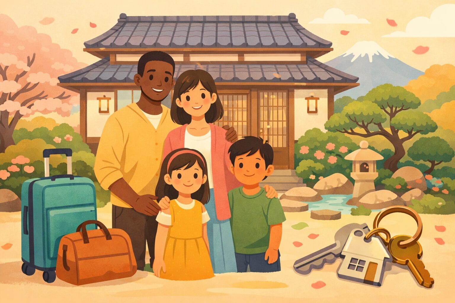 日本で住宅購入を検討する外国籍の家族のイメージ