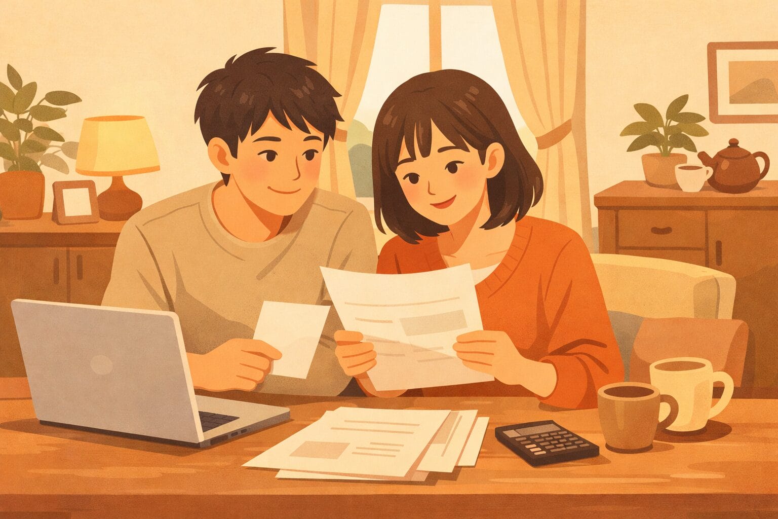 住宅ローンの審査基準を夫婦で確認するイメージ